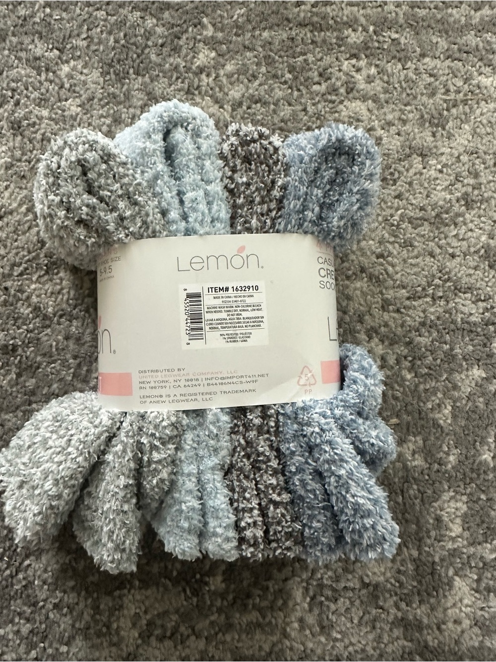 Lemon Cozy Soft Crew Socks - Pale Blue - Picture 2 of 2